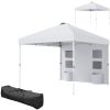 Outsunny 10' x 10' Pop Up Canopy Tent w/ Sidewall, Height Adjustable Instant Sun Shelter w/ Storage Pockets, White