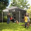 Outsunny 10' x 10' Pop Up Canopy Tent w/ Sidewall, Height Adjustable Instant Sun Shelter w/ Storage Pockets, Dark Gray