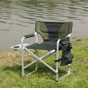 Padded Foldable Lightweight Oversized Outdoor Chair With Side Table And Storage Bag (Option: Green1)