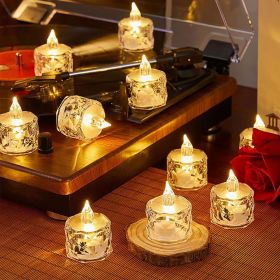 12 Pcs Flameless LED Light Candle LED Crystal Candle Light Transparent Shell Electronic Night Lamp Dating Party Holiday Home Decoration (size: small)