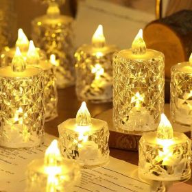 12 Pcs Flameless LED Light Candle LED Crystal Candle Light Transparent Shell Electronic Night Lamp Dating Party Holiday Home Decoration (size: large)