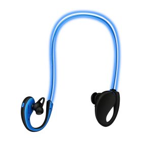 Wireless Neckband Earphones V4.1 HD Stereo Sweat-proof Headphones with LED Light Mic - 8Hrs Work, Running - 1 Pack (Color: Blue, size: One size)