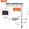 VEVOR Swivel Campfire Grill, Fire Pit Grill Grate over Fire Pits, Heavy Duty Steel Grill Grates, 360Â° Adjustable Open Fire Outdoor Cooking Equipment