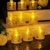 12 Pcs Flameless LED Light Candle LED Crystal Candle Light Transparent Shell Electronic Night Lamp Dating Party Holiday Home Decoration